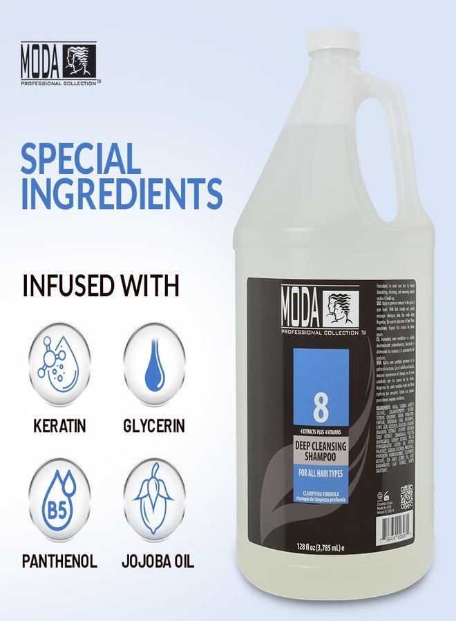 MODA - Deep Cleansing Shampoo with 4 Extracts Plus 4 Vitamins - Removes Buildup, Dirt, Oil, Product, and Hard Water Residue - Cleansing for All Hair Types - Nourishing Formula - 128 Oz - Image 2